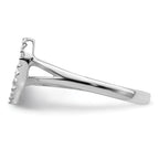 Sterling Silver Rhodium-Plated Polished Cubic Zirconi Heart Ring