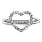 Sterling Silver Rhodium-Plated Polished Cubic Zirconi Heart Ring