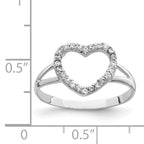 Sterling Silver Rhodium-Plated Polished Cubic Zirconi Heart Ring