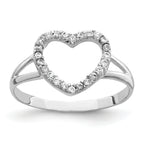 Sterling Silver Rhodium-Plated Polished Cubic Zirconi Heart Ring