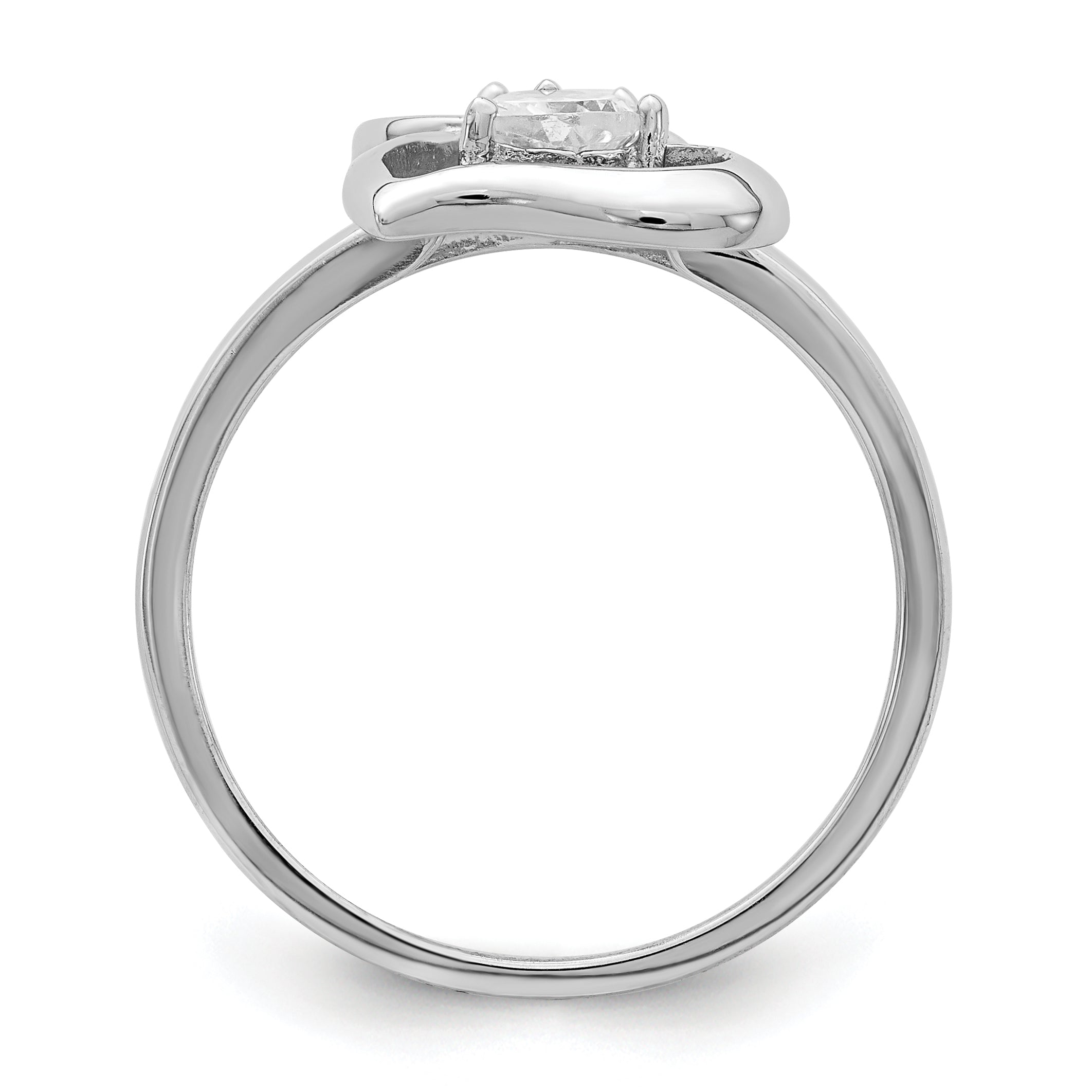 Sterling Silver Rhodium-plated CZ Double Heart Ring Secondary image