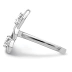Sterling Silver Rhodium-plated CZ Double Heart Ring
