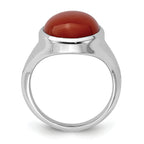 Sterling Silver Rhodium-Plated Red Agate Ring
