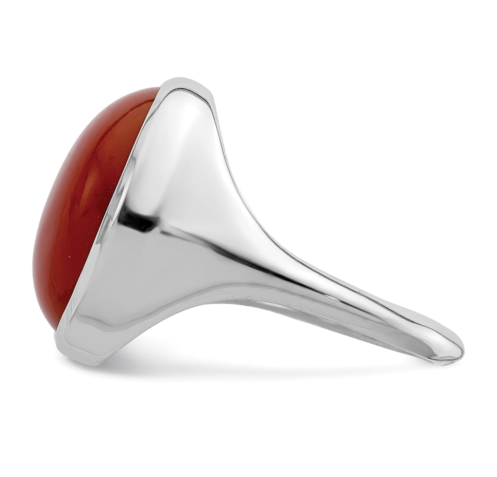 Sterling Silver Rhodium-Plated Red Agate Ring