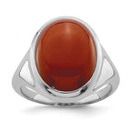 Sterling Silver Rhodium-Plated Red Agate Ring