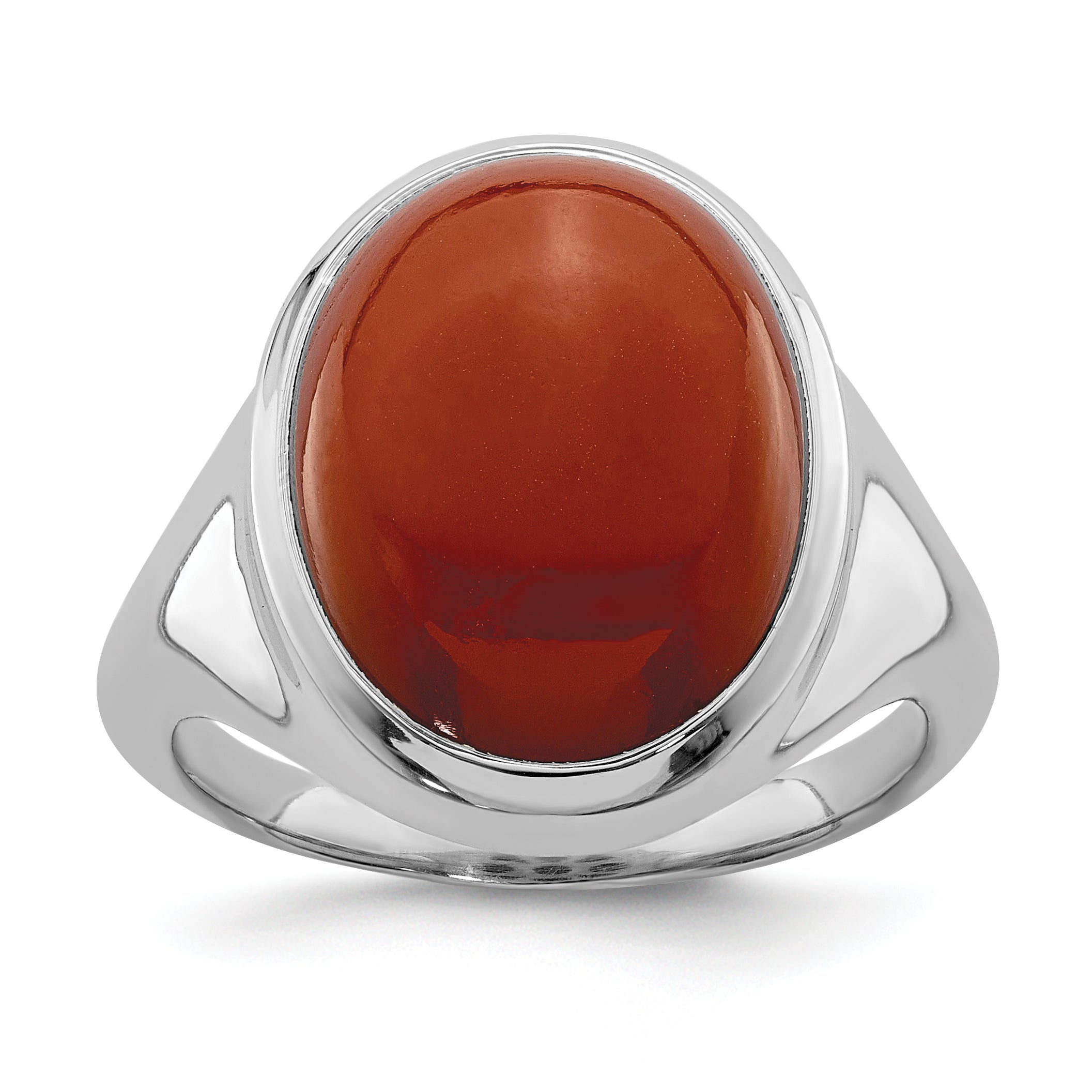 Sterling Silver Rhodium-Plated Red Agate Ring