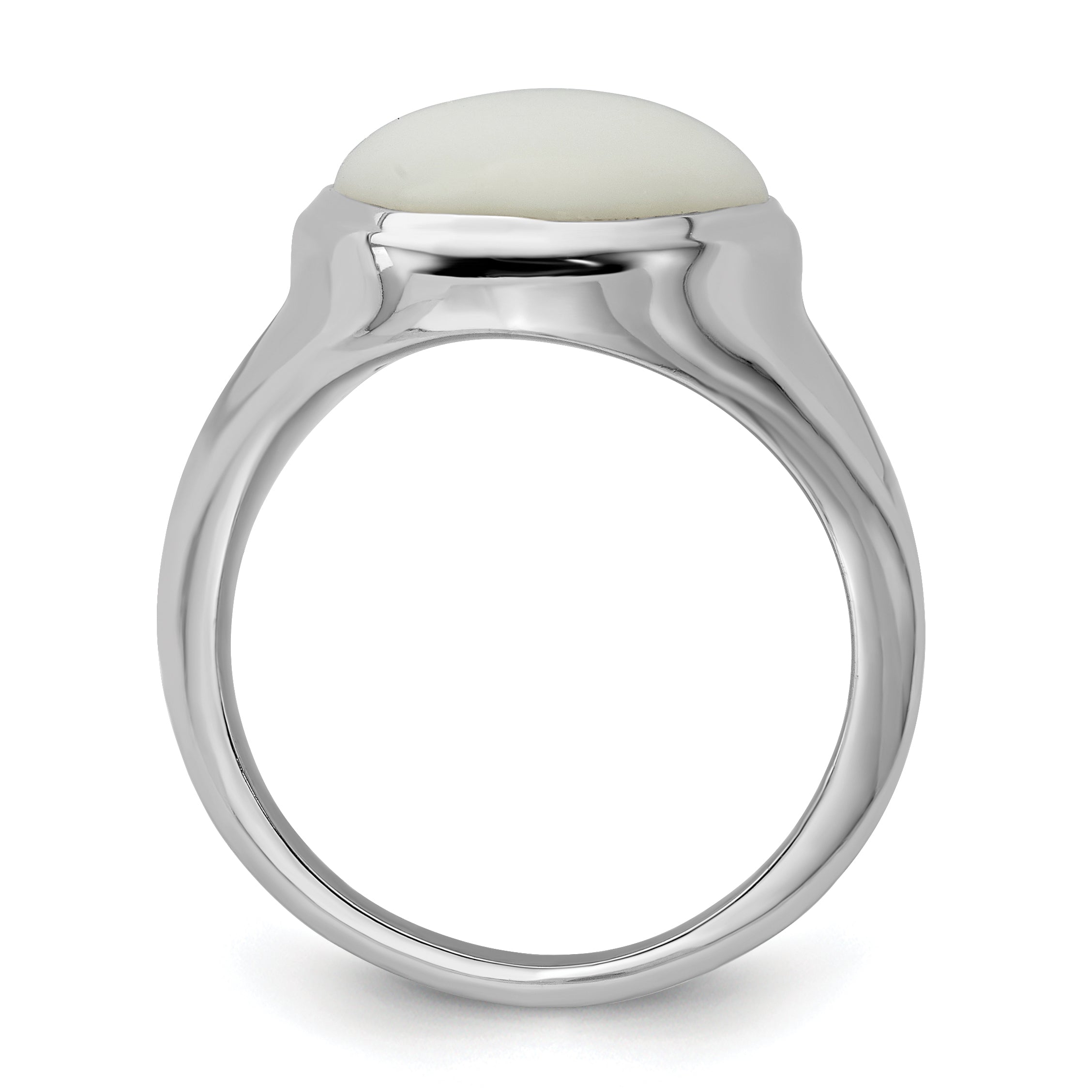 Sterling Silver Rhodium-plated White Agate Ring Secondary image