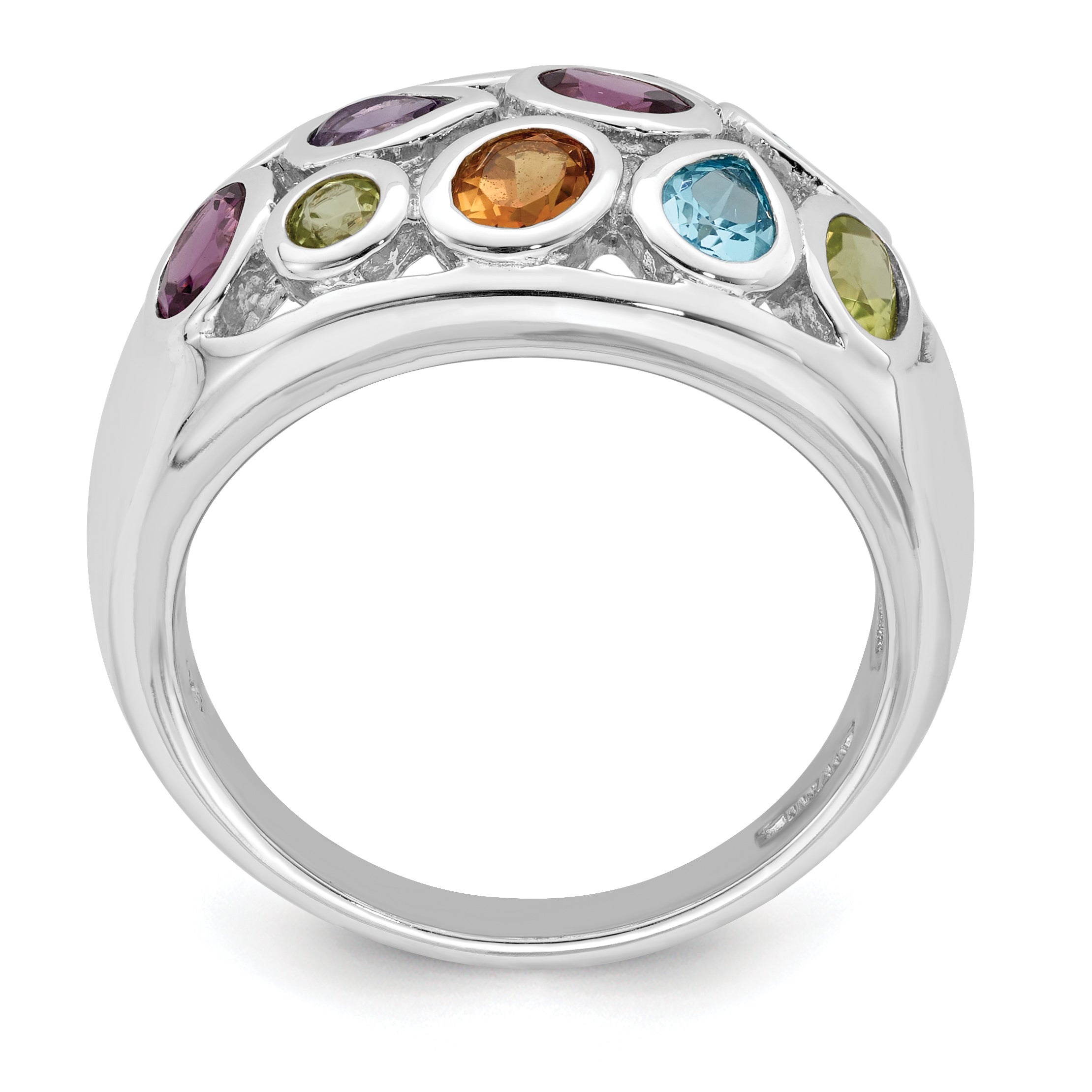 Sterling Silver Rhodium-plated Multi Gemstone Ring Secondary image