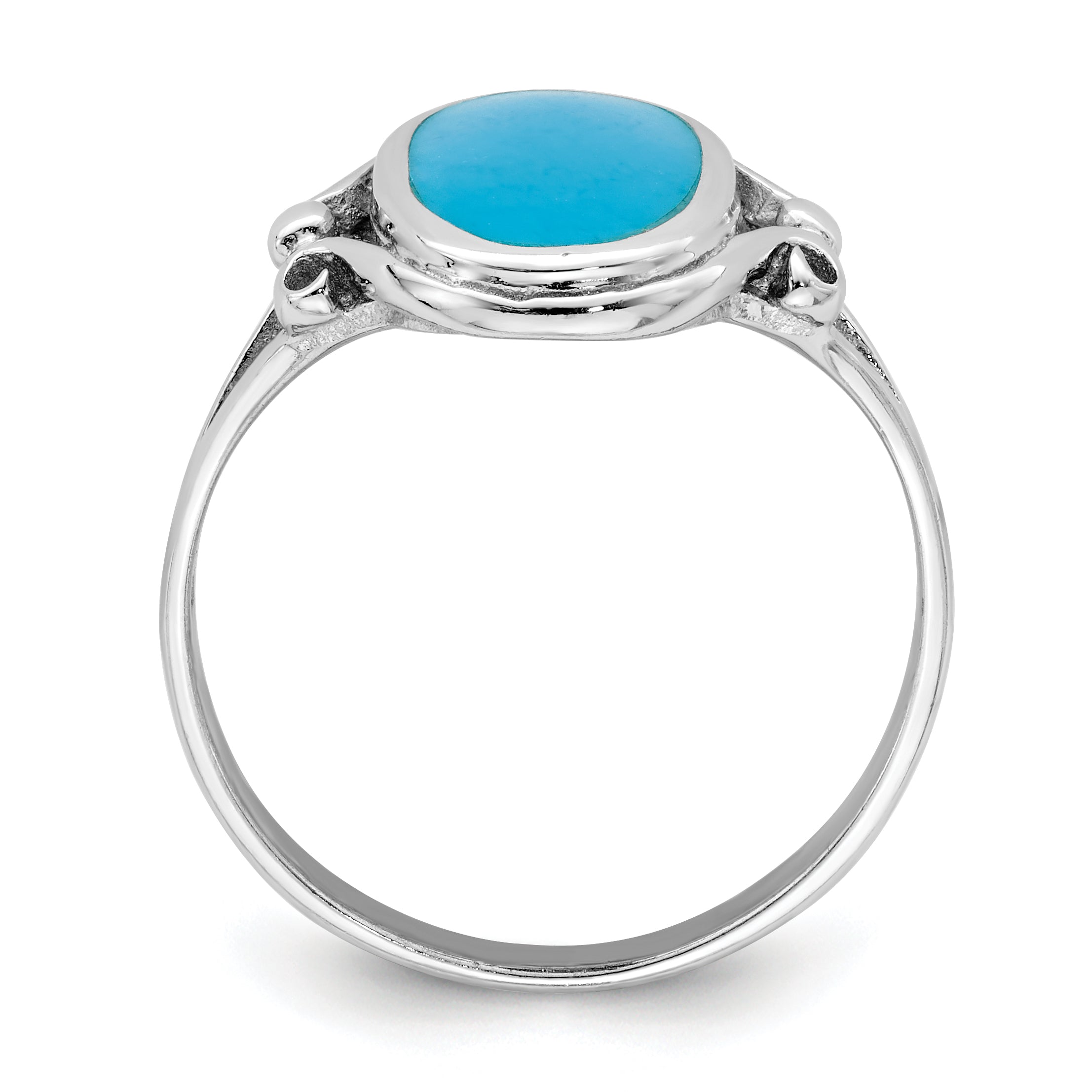 Sterling Silver Rhodium-plated Polished Synthetic Turquoise Ring Secondary image