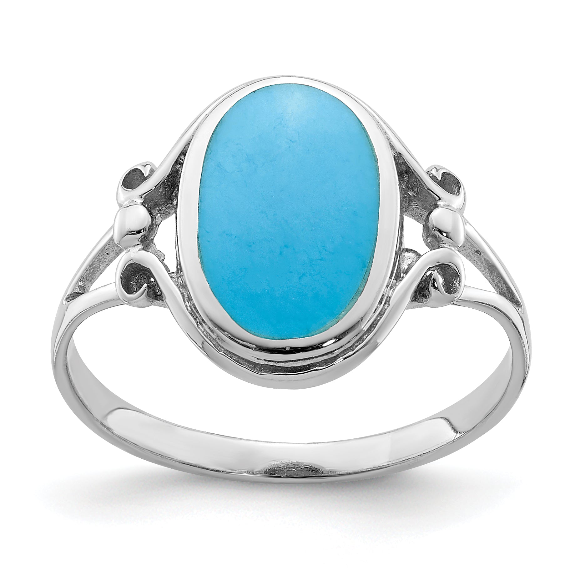 Sterling Silver Rhodium-plated Polished Synthetic Turquoise Ring Main image
