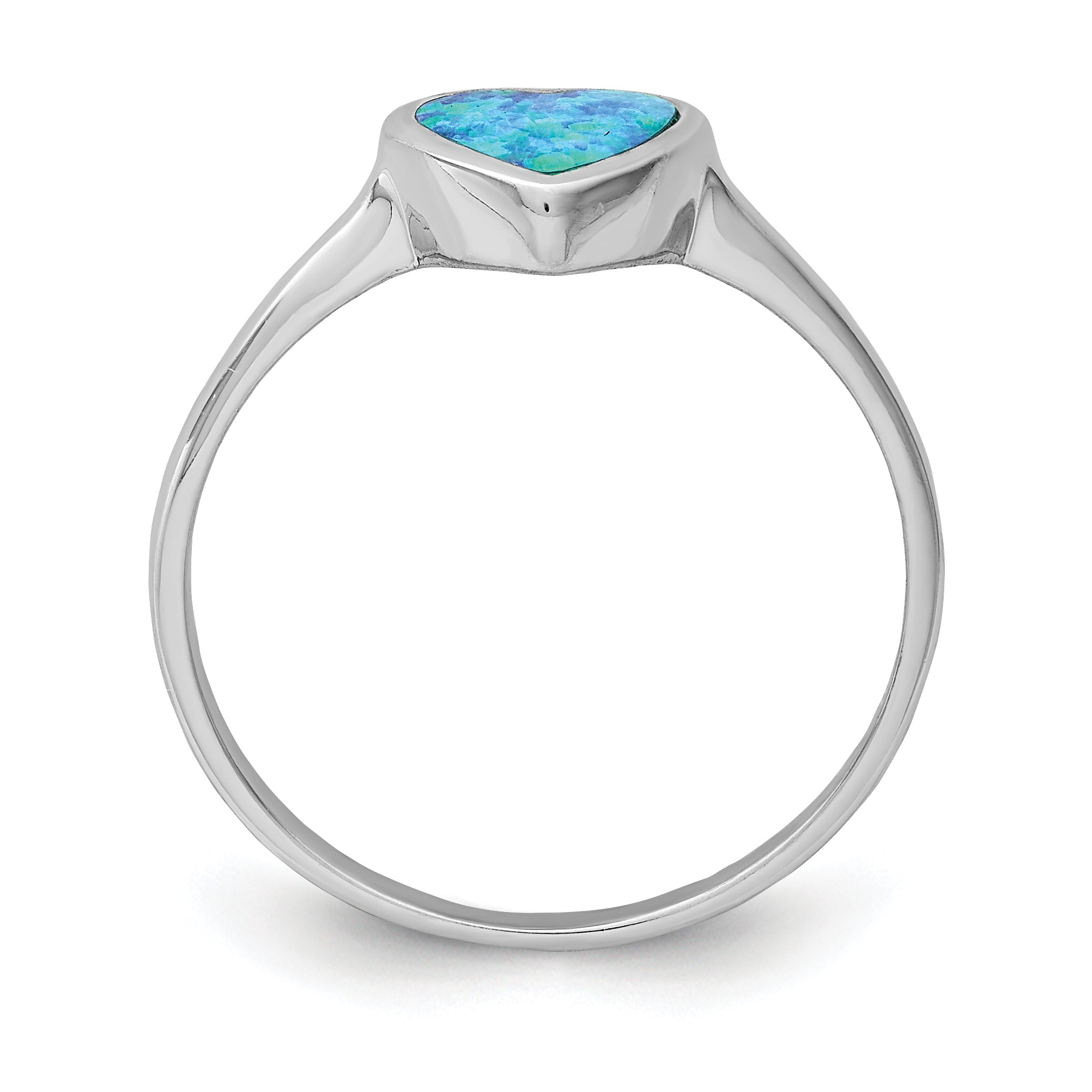 Sterling Silver Rhodium-plated Polished Heart Synthetic Opal Ring Secondary image