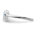 Sterling Silver Rhodium-plated Polished Heart Synthetic Opal Ring