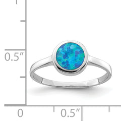 Sterling Silver Rhodium-plated Polished Round Synthetic Opal Ring