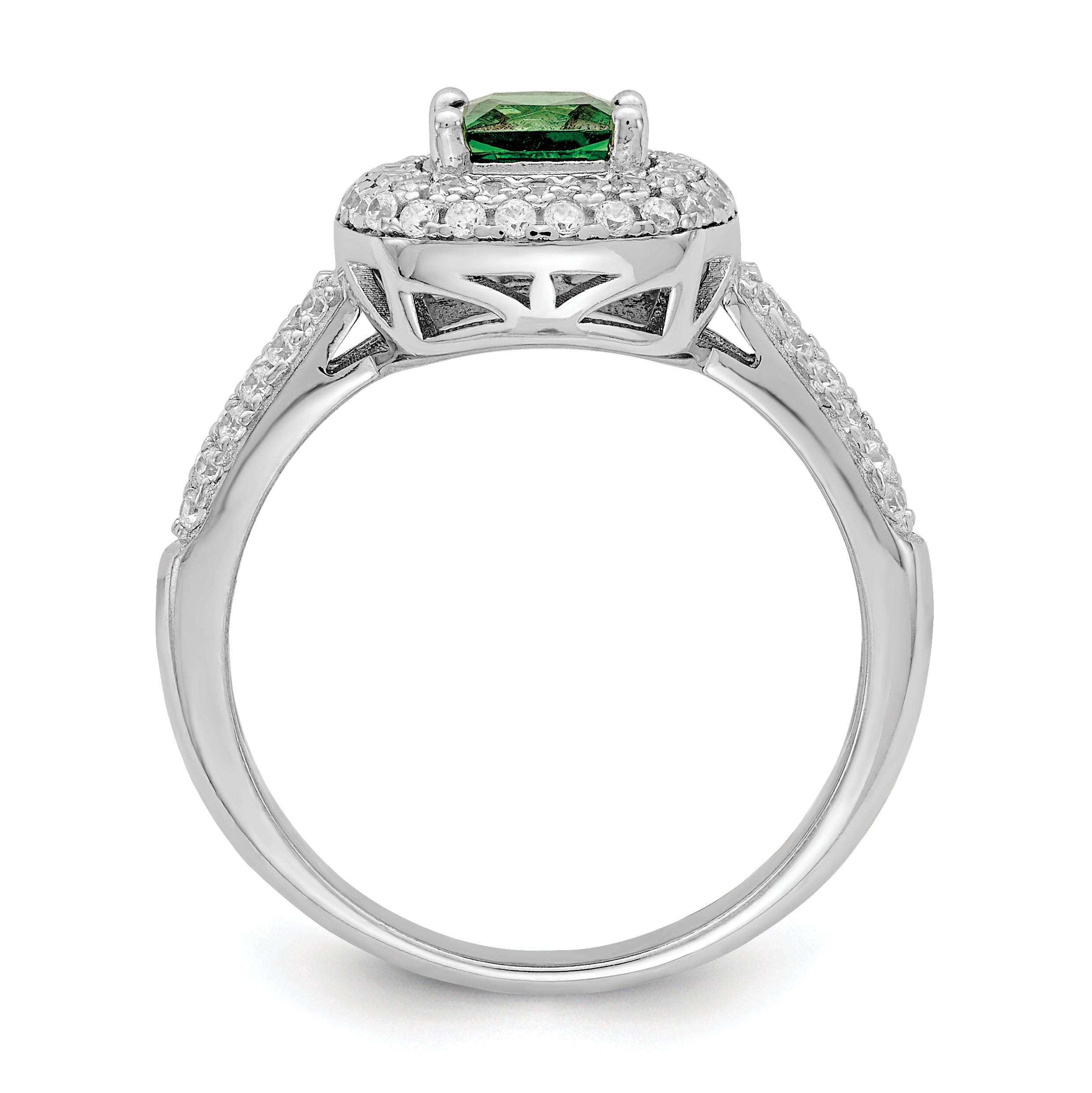 Pure Fire Sterling Silver Rhod-plated White & Green CZ Ring Secondary image