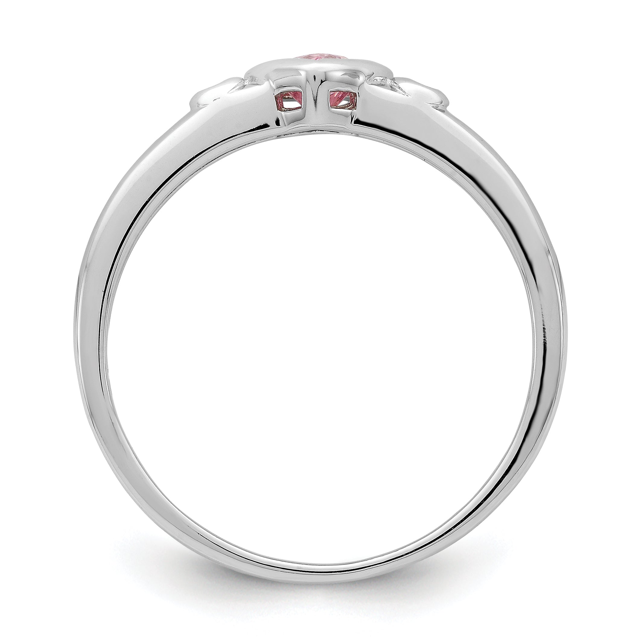 Sterling Silver Rhodium-plated White & Pink CZ Heart Ring Secondary image