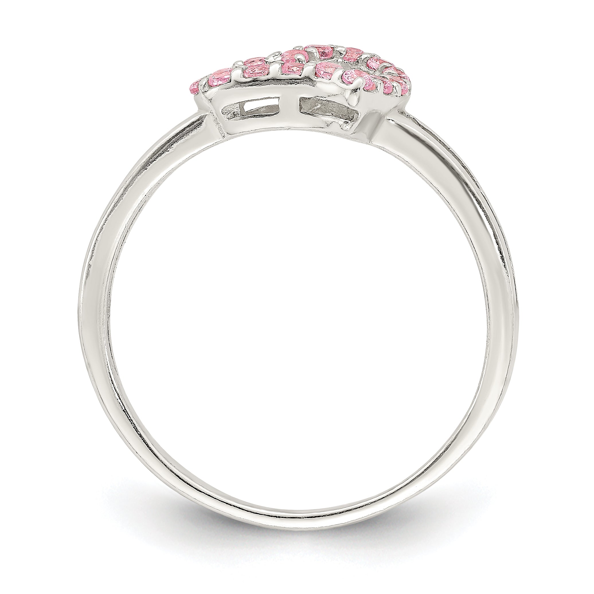 Sterling Silver Polished Pink CZ Heart Ring Secondary image