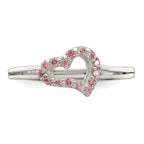 Sterling Silver Polished Pink CZ Heart Ring