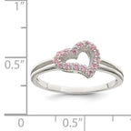 Sterling Silver Polished Pink CZ Heart Ring