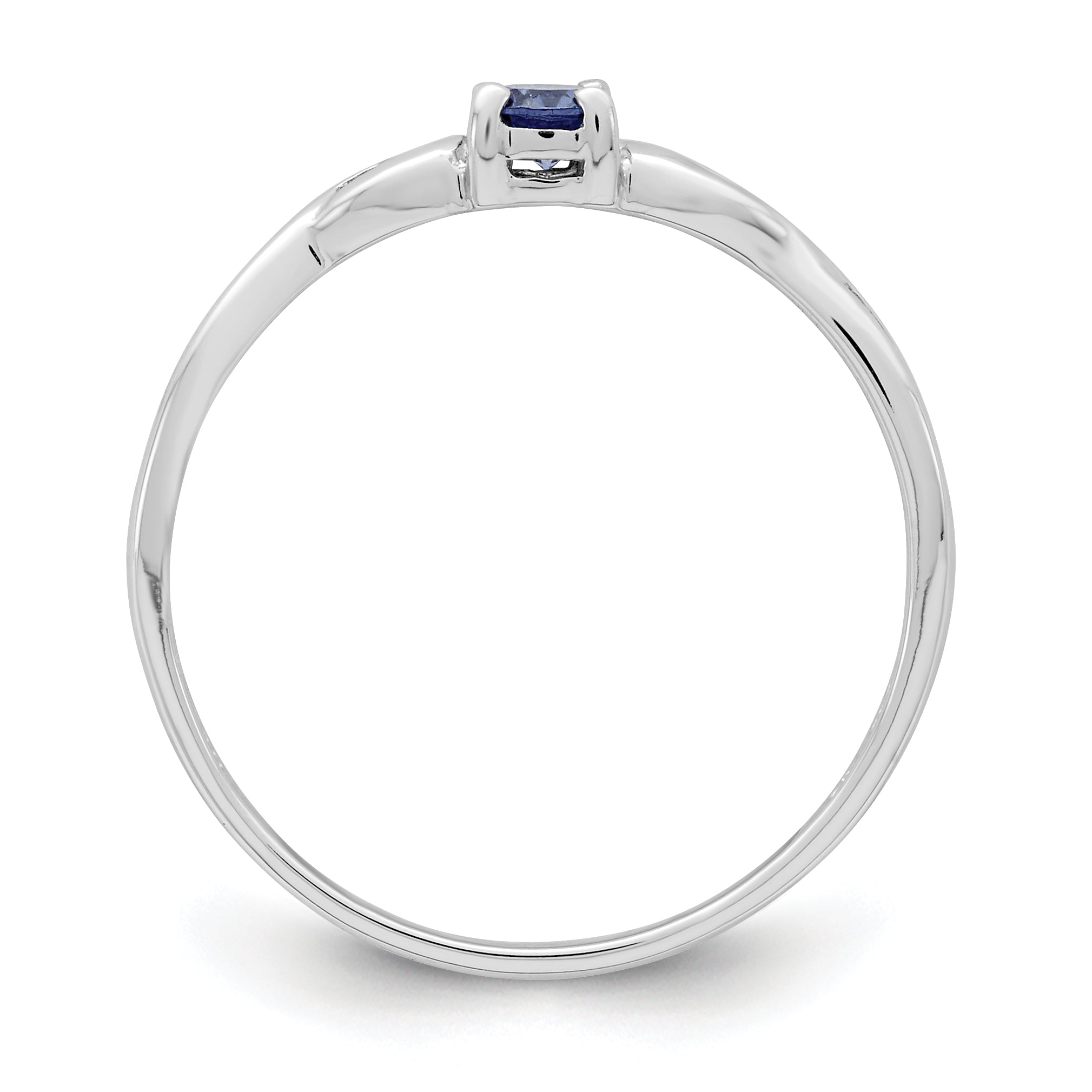 Sterling Silver Rhodium-plated Blue Color & White CZ Ring Secondary image