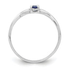 Sterling Silver Rhodium-plated Blue Color & White CZ Ring