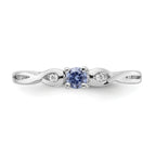 Sterling Silver Rhodium-plated Blue Color & White CZ Ring