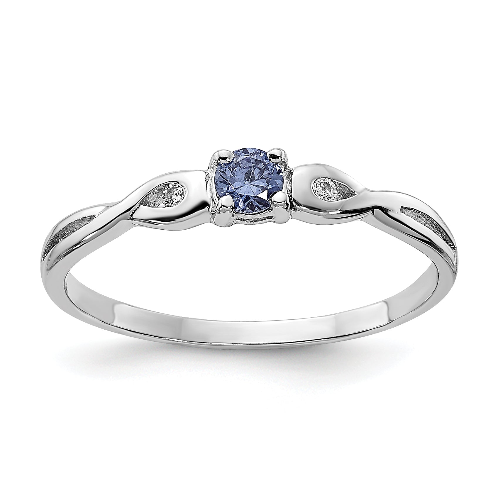 Sterling Silver Rhodium-plated Blue Color & White CZ Ring Main image