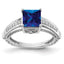 Sterling Silver Rhodium-plated Lab Created Blue Sapphire and CZ Ring