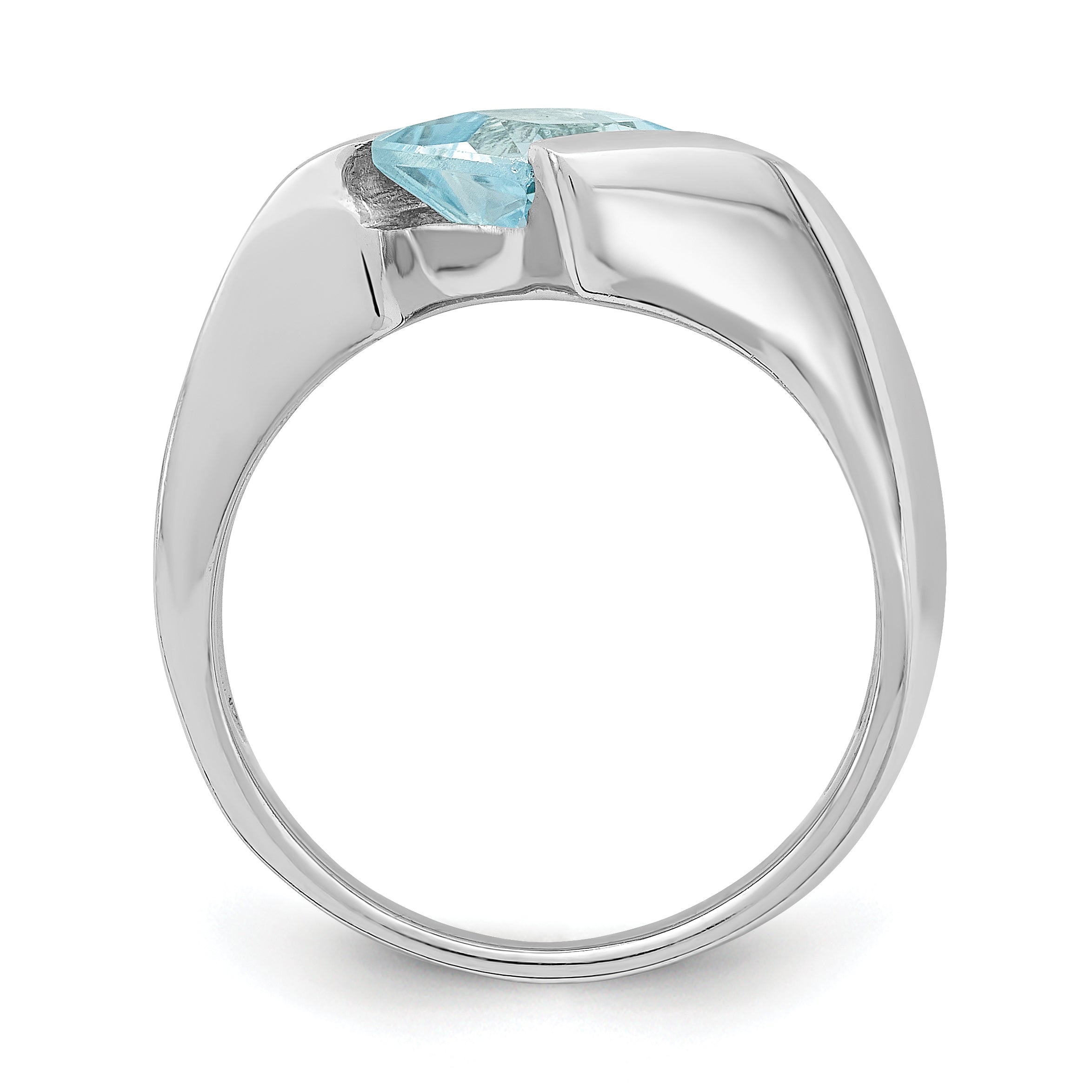 Sterling Silver Rhodium-plated Polished Blue CZ Ring Secondary image
