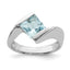 Sterling Silver Rhodium-plated Polished Blue CZ Ring