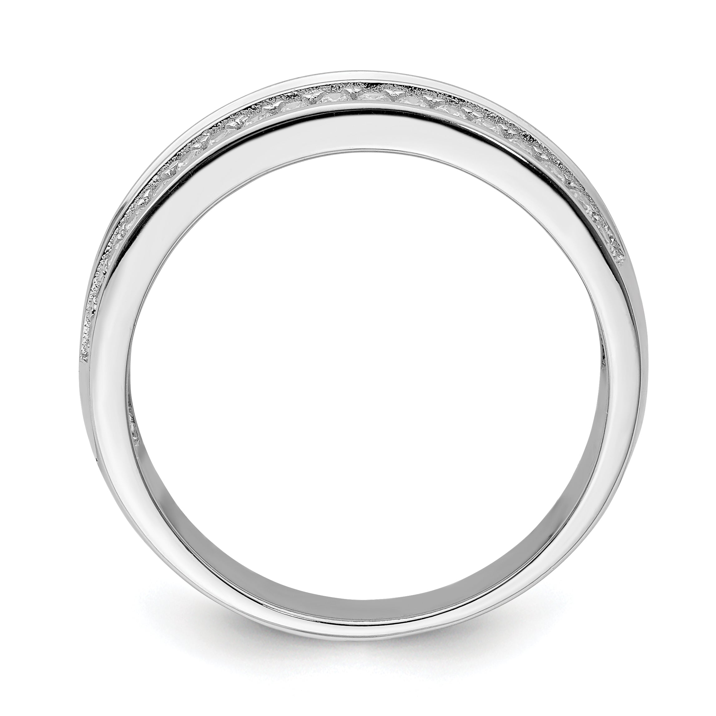 Sterling Silver Rhodium-plated and CZ Ring Secondary image