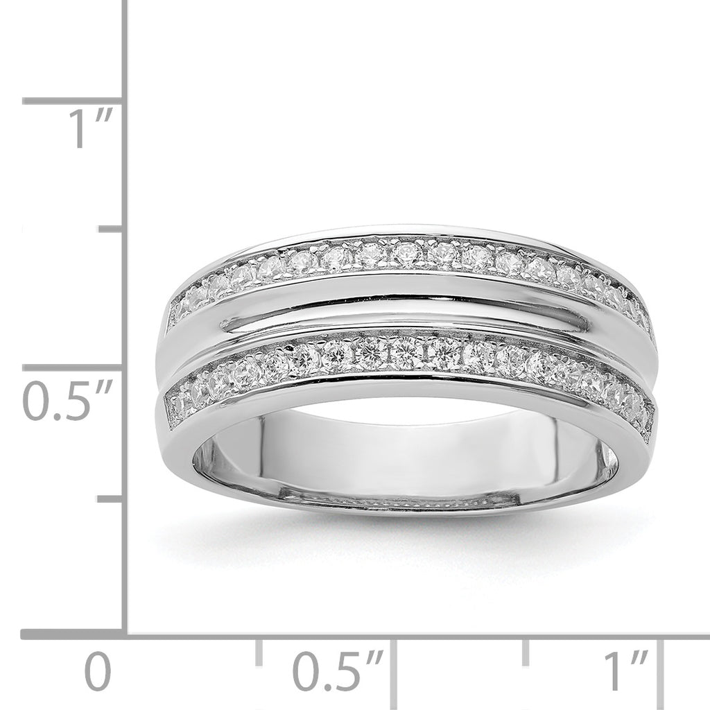 Sterling Silver Rhodium-plated and CZ Ring