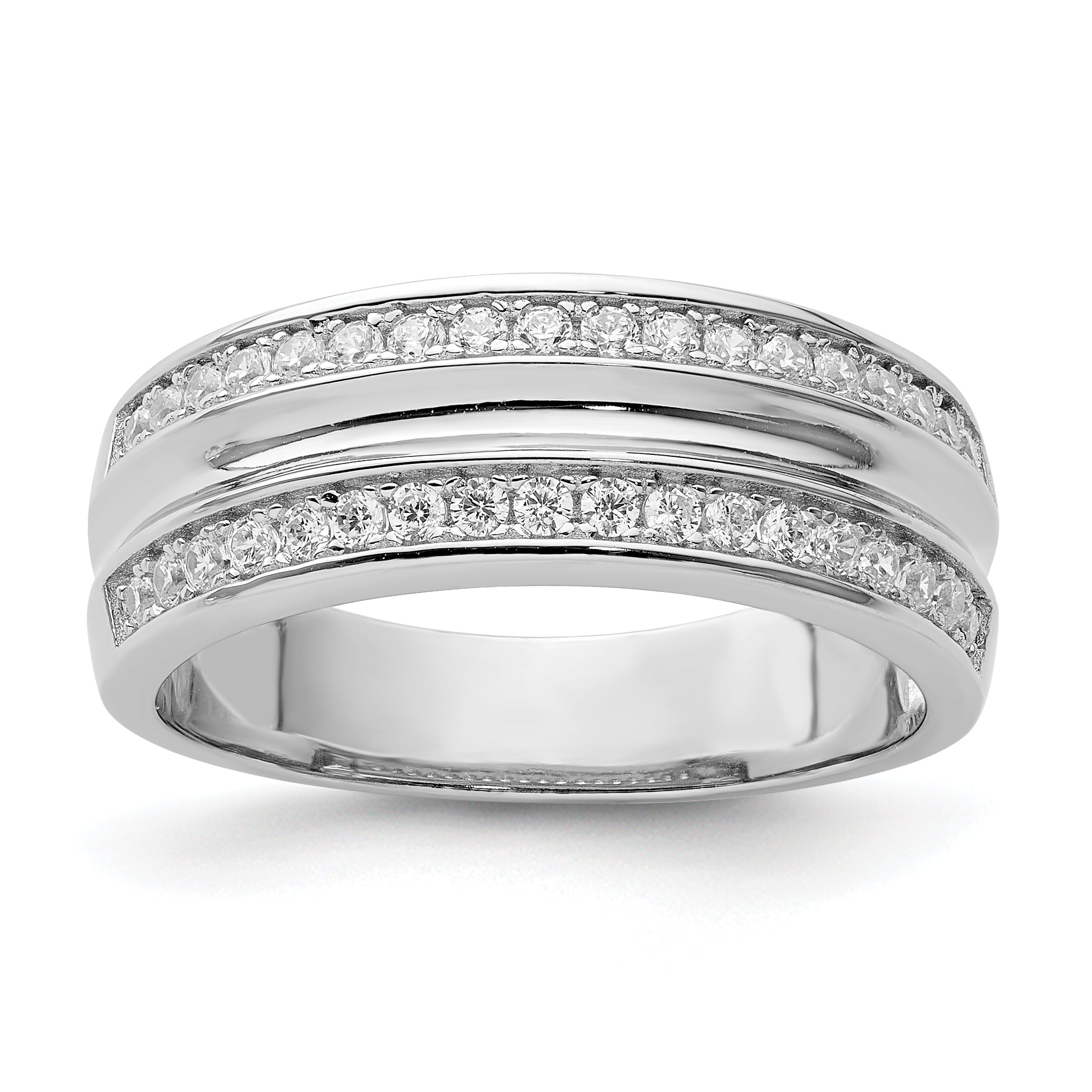 Sterling Silver Rhodium-plated and CZ Ring Main image