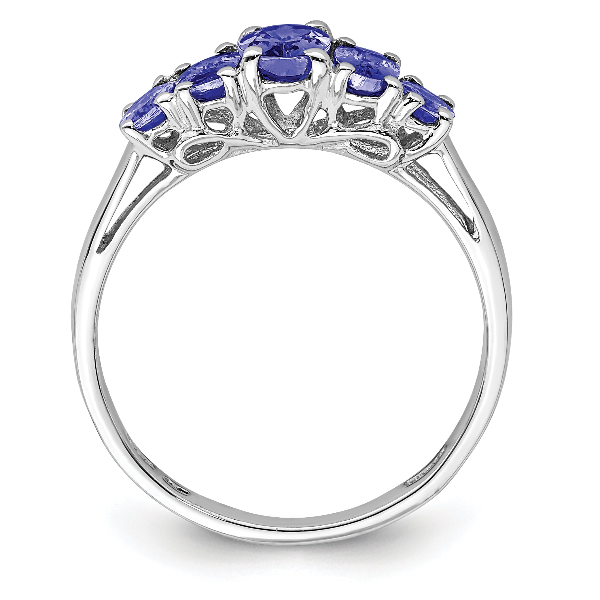 Sterling Silver Rhodium 5-Stone Oval Tanzanite Ring Secondary image