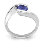 Sterling Silver Rhodium-Plated Round Tanzanite BypaSterling Silver Ring