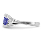 Sterling Silver Rhodium-Plated Round Tanzanite BypaSterling Silver Ring