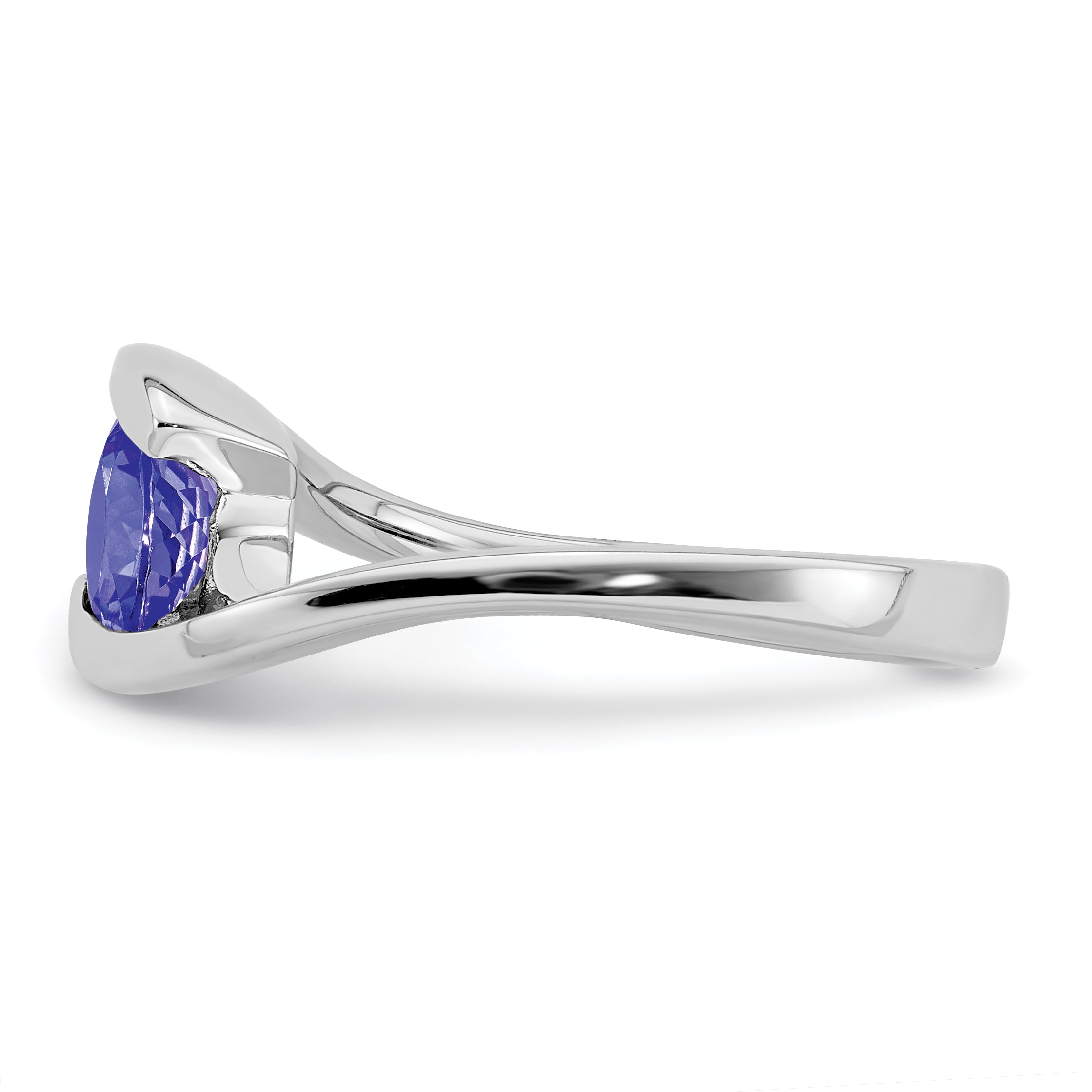 Sterling Silver Rhodium-Plated Round Tanzanite BypaSterling Silver Ring
