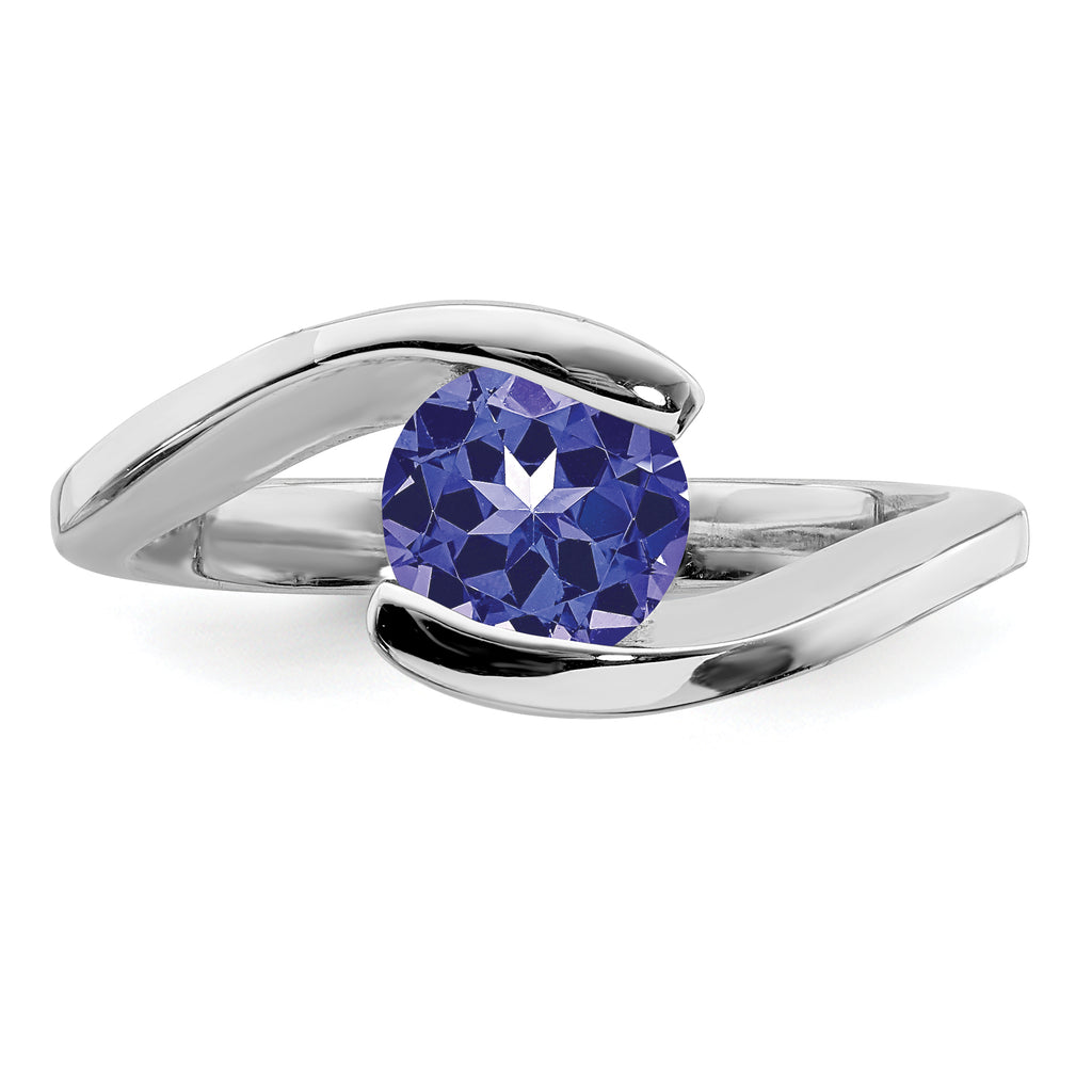 Sterling Silver Rhodium-Plated Round Tanzanite BypaSterling Silver Ring