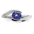 Sterling Silver Rhodium-Plated Round Tanzanite BypaSterling Silver Ring
