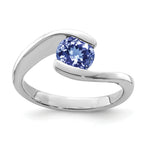 Sterling Silver Rhodium-Plated Round Tanzanite BypaSterling Silver Ring