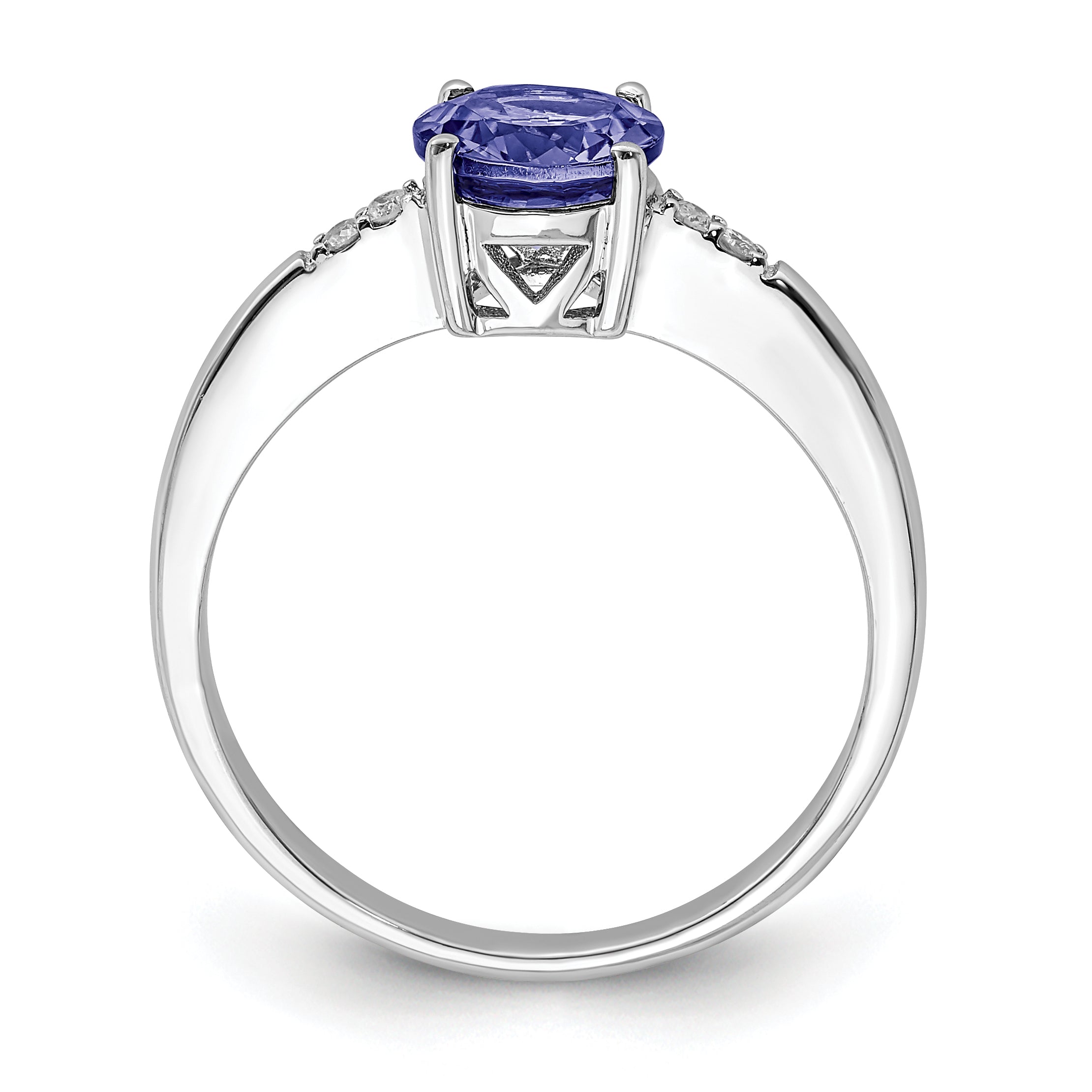 Sterling Silver Rhodium Round Tanzanite & Diam. Ring Secondary image