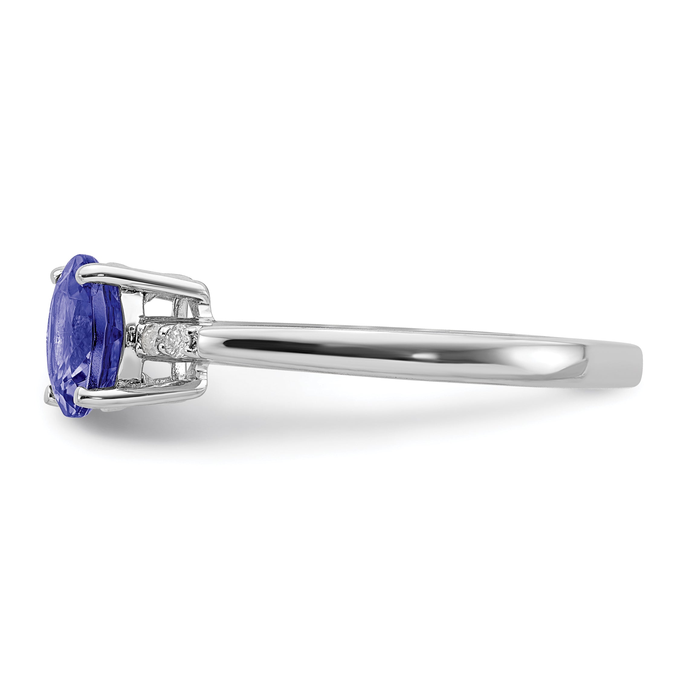 Sterling Silver Rhodium Round Tanzanite & Diam. Ring