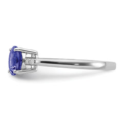 Sterling Silver Rhodium Round Tanzanite & Diam. Ring