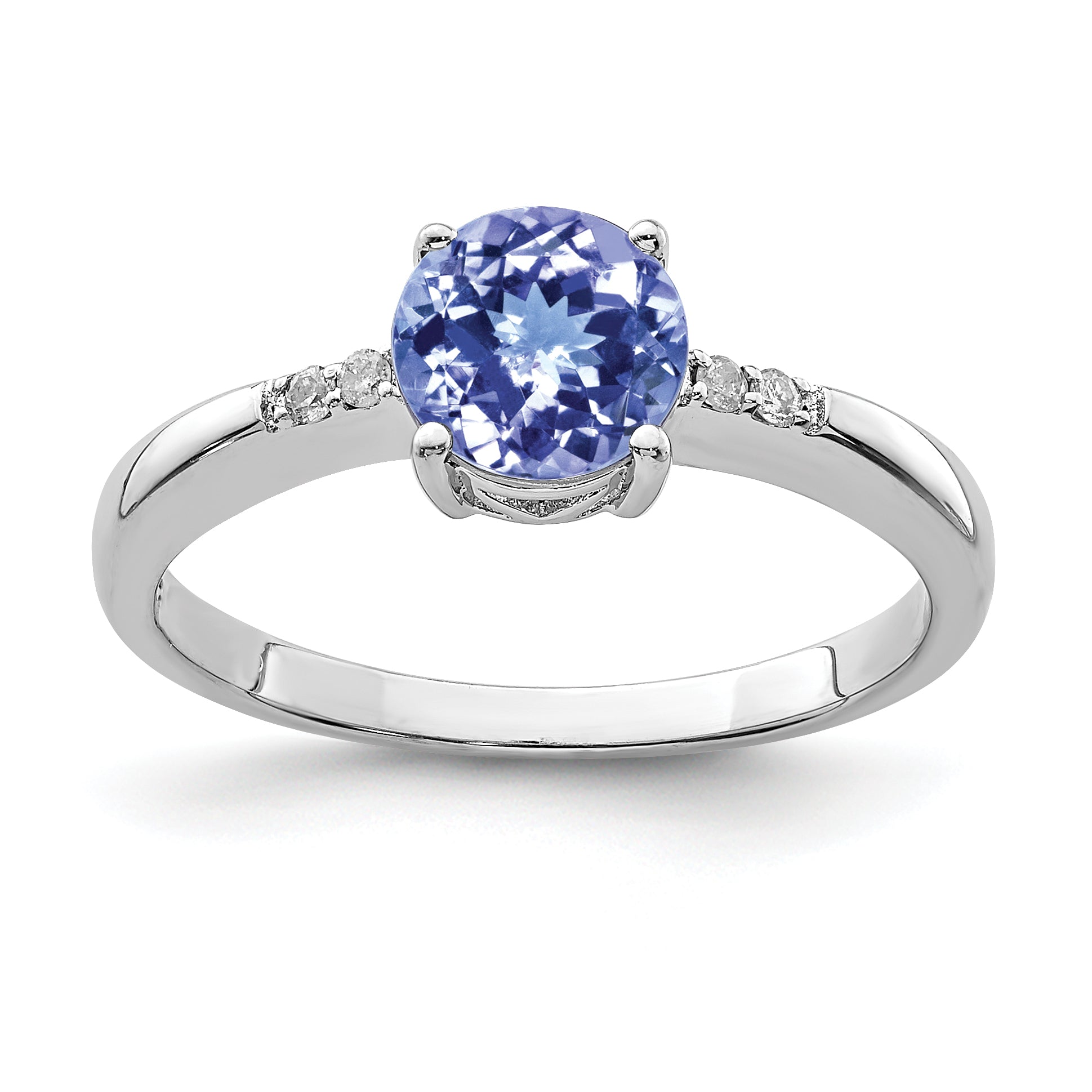 Sterling Silver Rhodium Round Tanzanite & Diam. Ring Main image