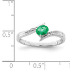 Sterling Silver Rhodium-plated Emerald and Diamond Ring