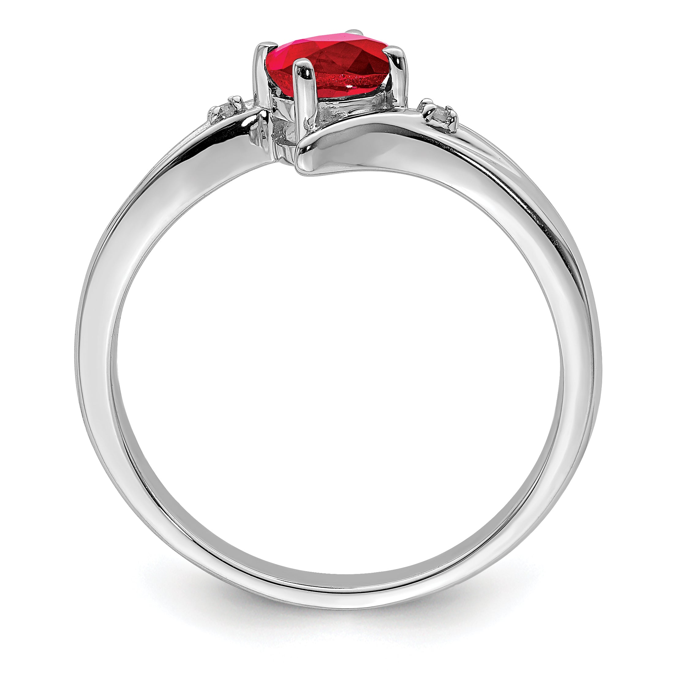 Sterling Silver Rhodium-plated Ruby and Diamond Ring Secondary image