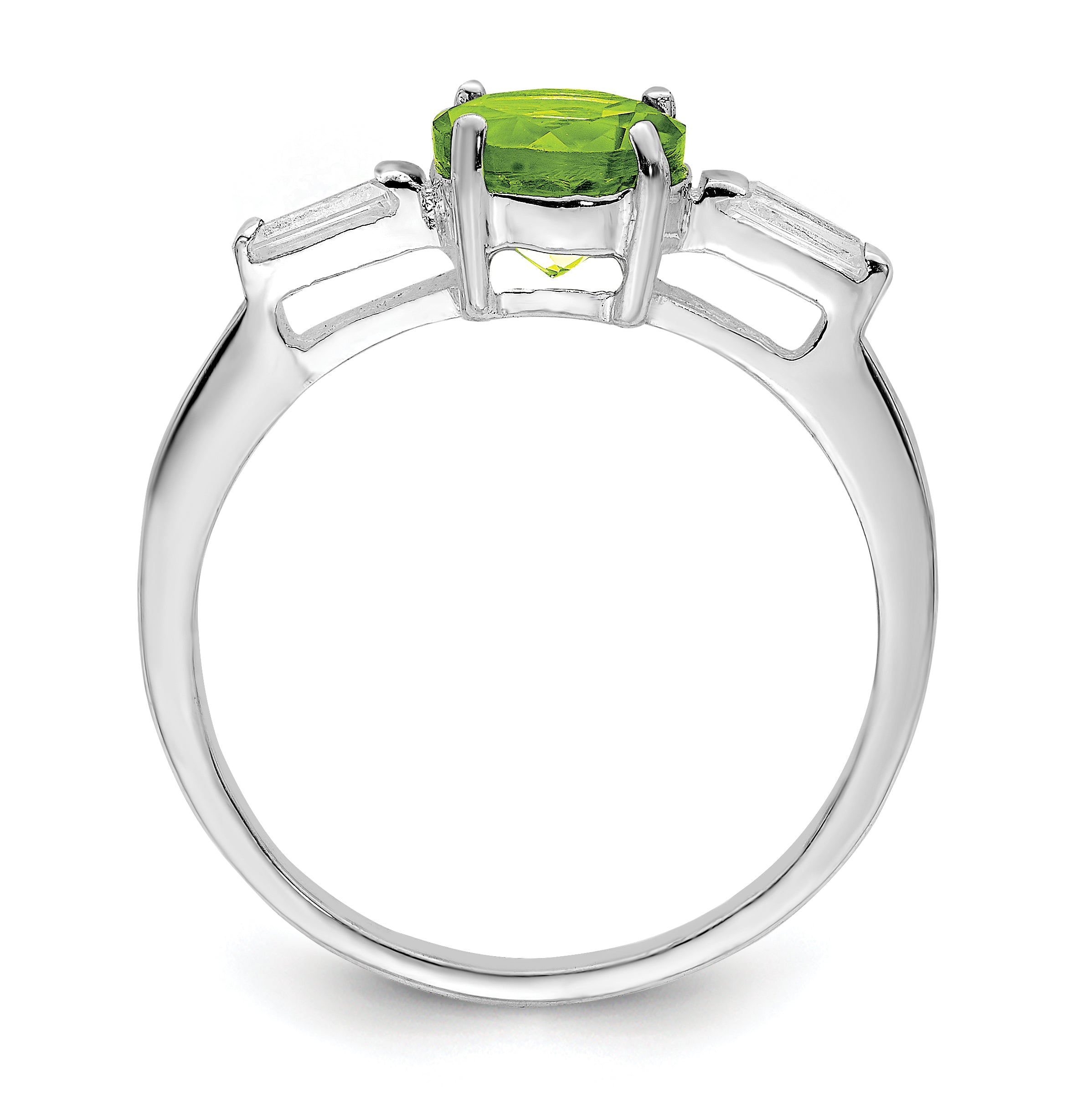 Sterling Silver Rhodium Peridot & CZ Ring Secondary image