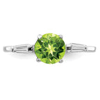 Sterling Silver Rhodium Peridot & CZ Ring