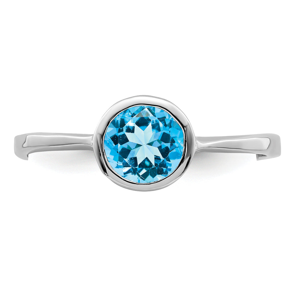 Sterling Silver Rhodium Blue Topaz Ring