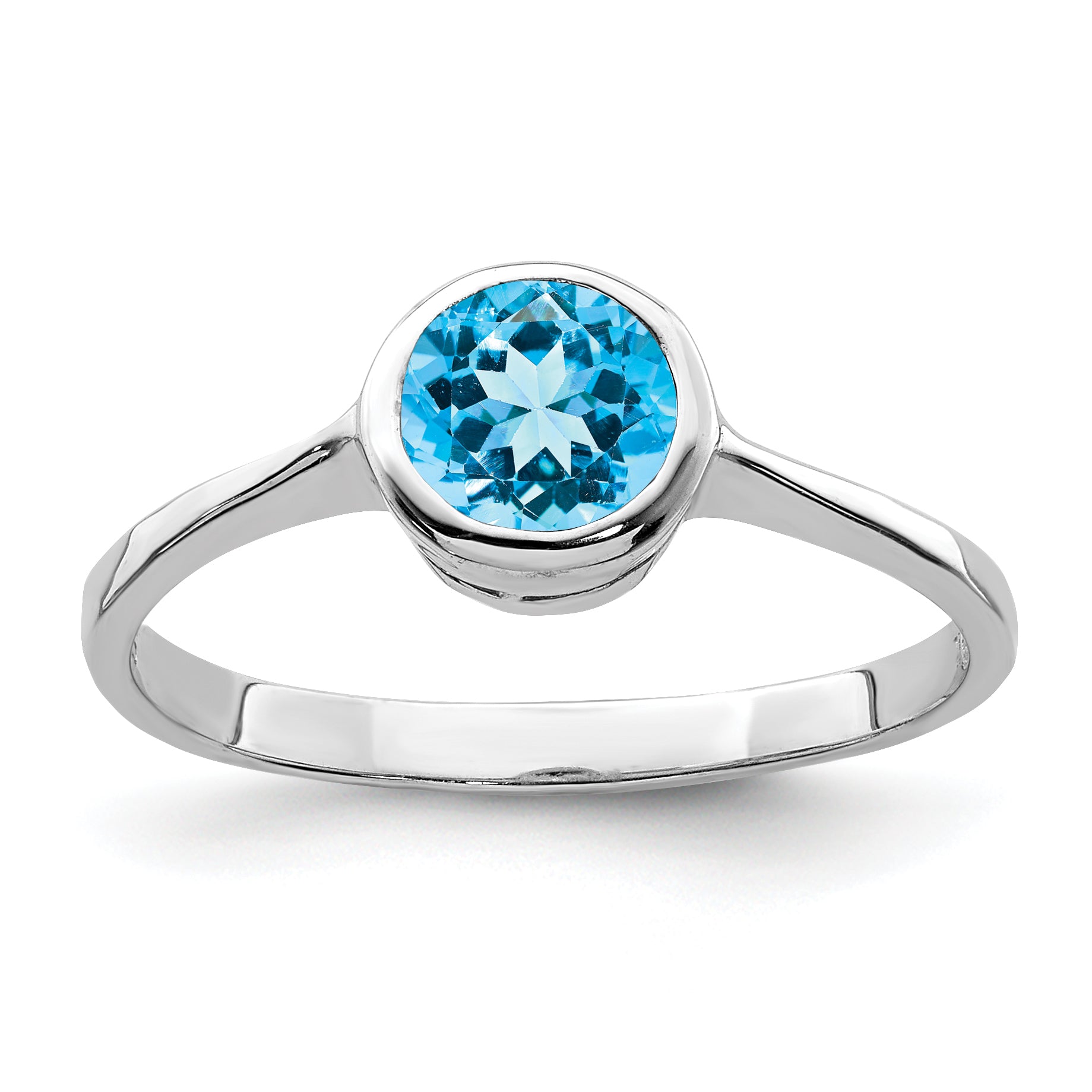 Sterling Silver Rhodium Blue Topaz Ring Main image