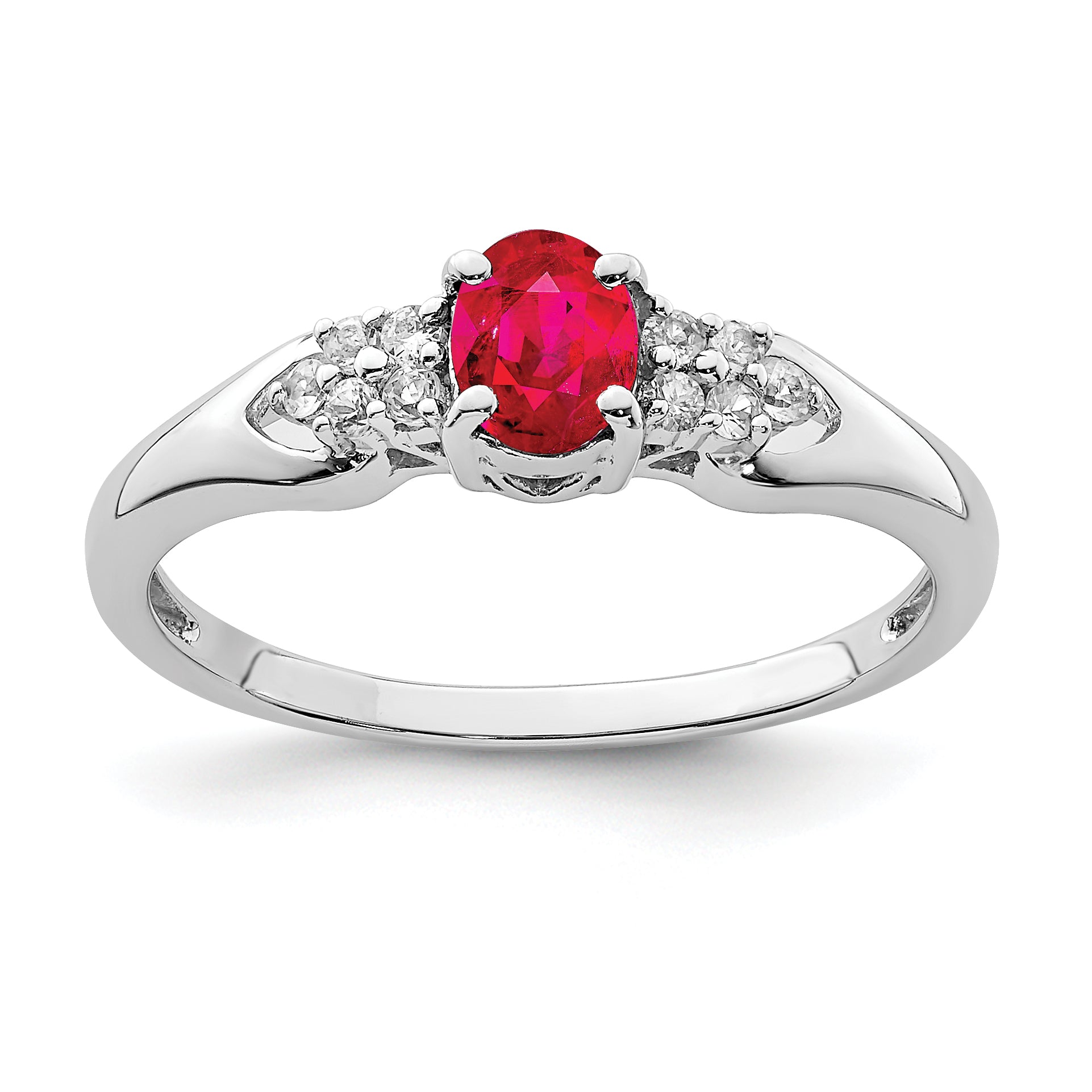 Sterling Silver Rhodium-plated Ruby and White Sapphire Ring Main image